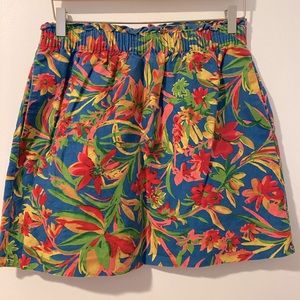 Navy Hawaiian Print J Crew Sidewalk Skirt